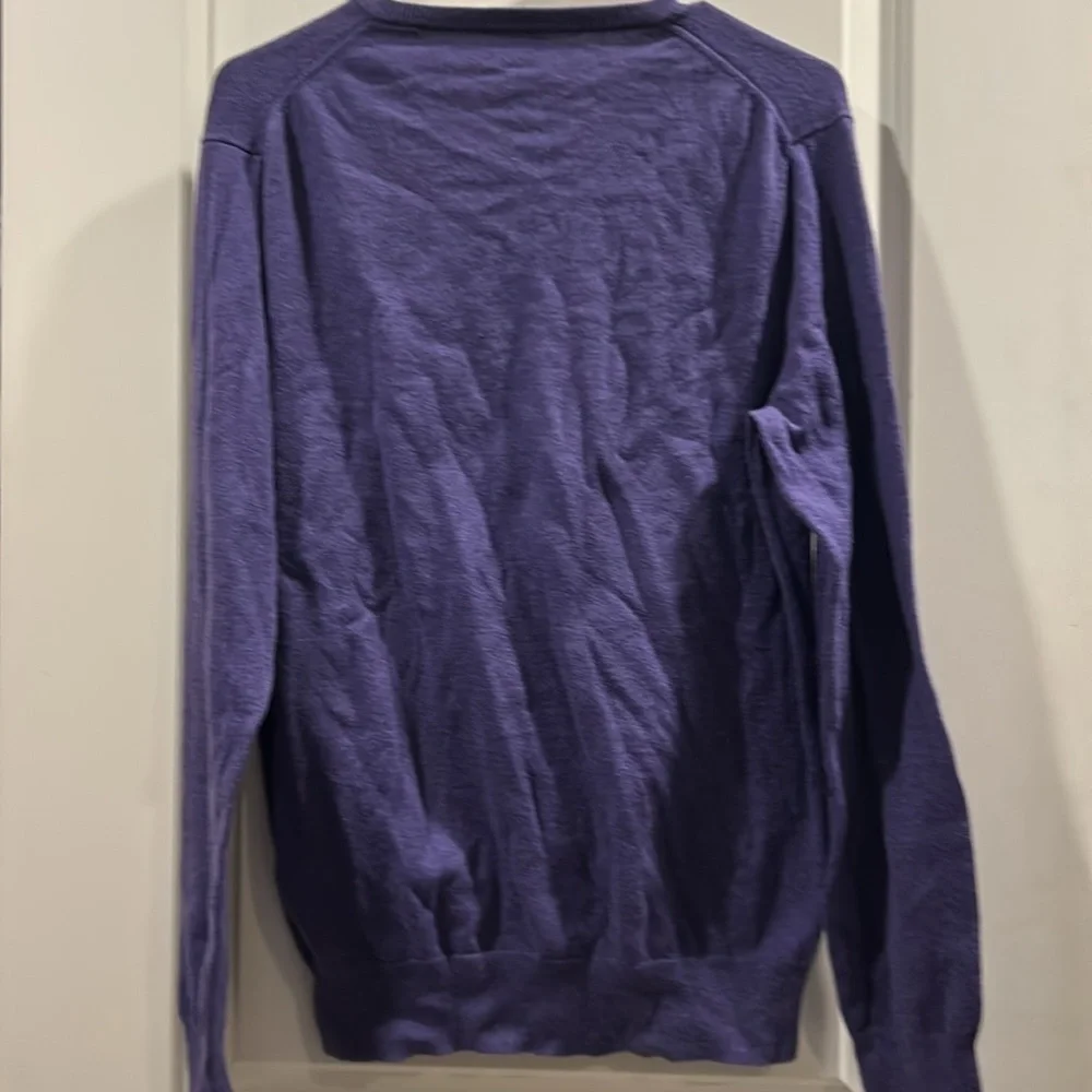 J Crew men’s V-Neck Slim Fit Long Sleeve Sweater merino wool blend size L purple
